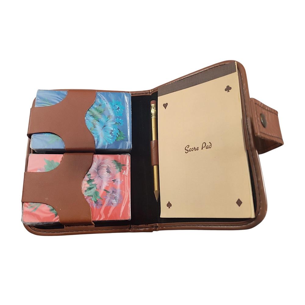Leather Playing Card Case With Notepad - Brand Safari